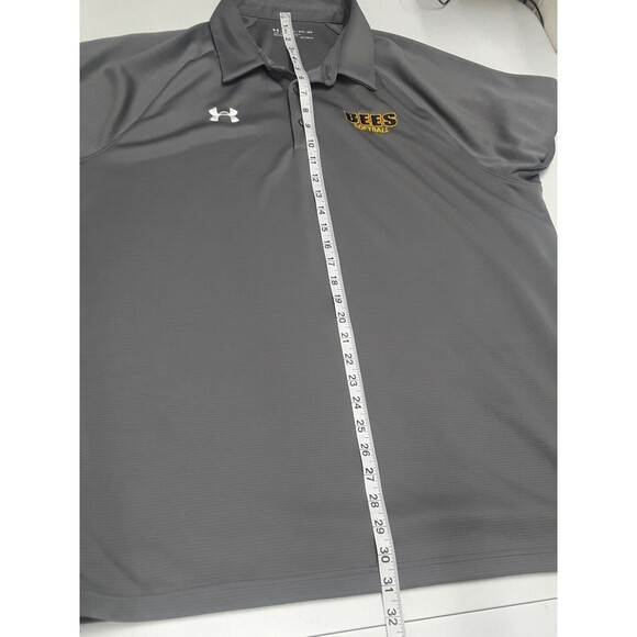 Under Armour Heatgear Polo Shirt Gray Sz 2XL Bees Softball Loose Embriodered - Picture 8 of 11